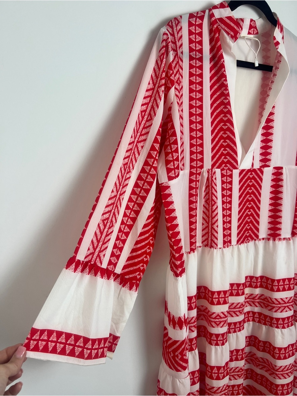 NWOT Silk & Salt Large Red & White Summer Of Love Bohemian Tiered Maxi Dress - Picture 5 of 11